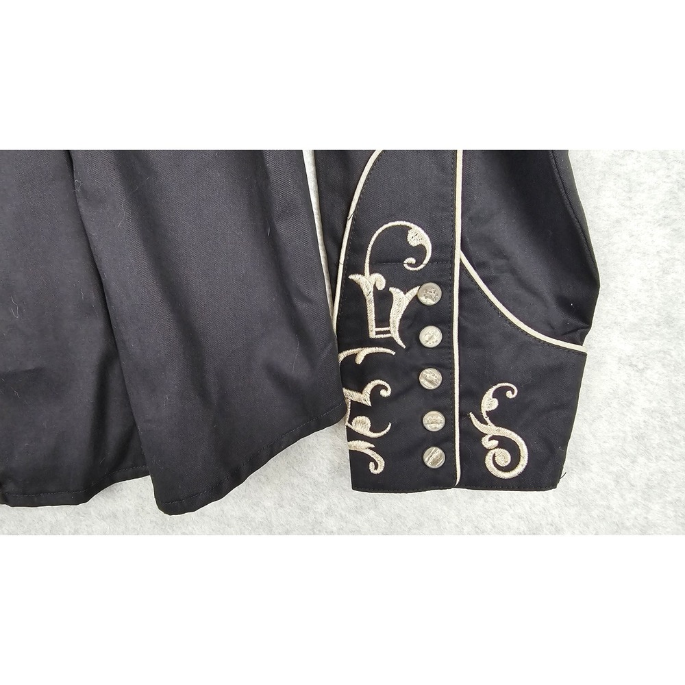 Roper VTG Western Women's XL Black Shirt Beige Embroidered Pearl Snap Cowgirl - Picture 5 of 16